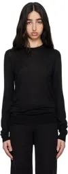 Totême Black Fine Crew-neck Knit Sweater In Black 001