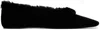 Totême Toteme Genuine Shearling Trim Velvet Pointed Toe Ballet Flat In Black