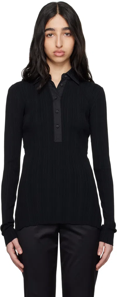 Totême Black Half-placket Knit Shirt