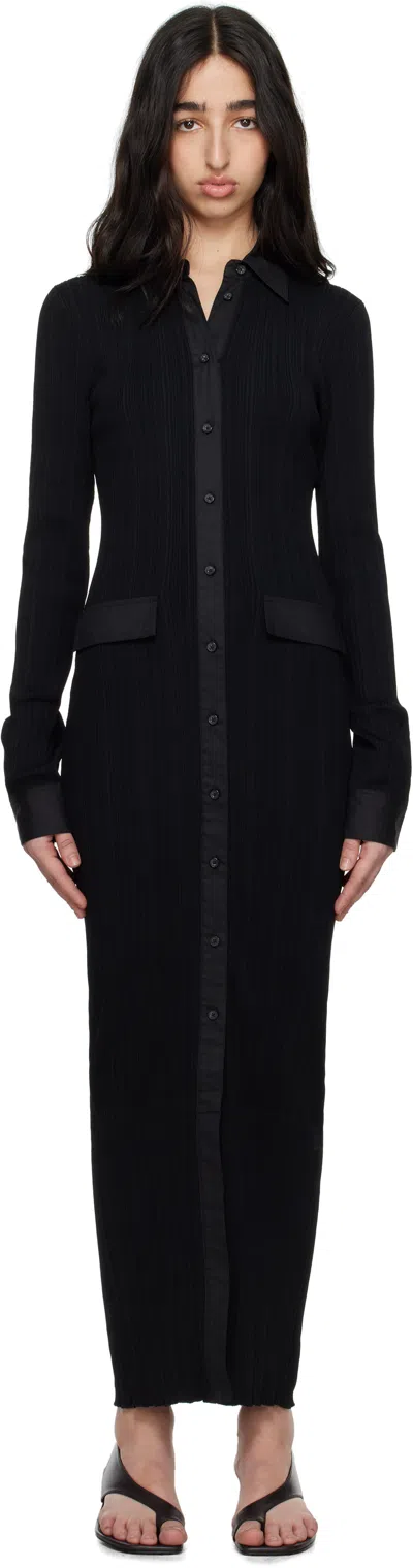TOTÊME BLACK KNITTED SHIRT MAXI DRESS