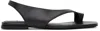 Totême Black Suede Low One-finger Sandals With Elasticated Ankle Strap In Pepper 273