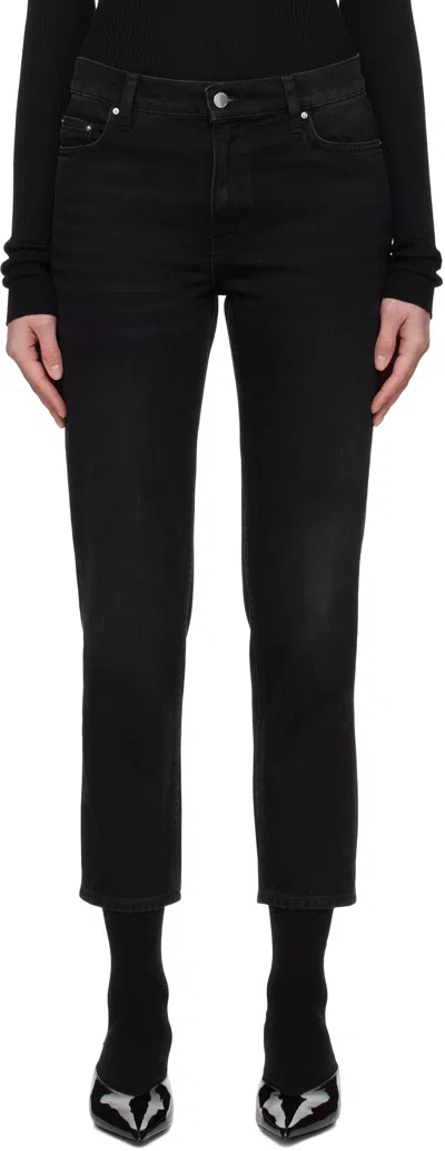 Totême Black Low Taper Jeans In Faded Black 068