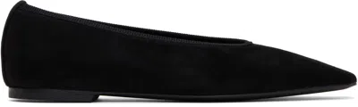 TOTÊME BLACK MINIMALIST SUEDE BALLERINA FLATS