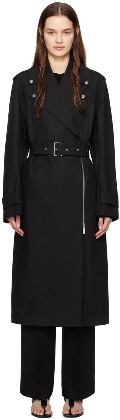 Totême Long Belted Trench Coat In Black