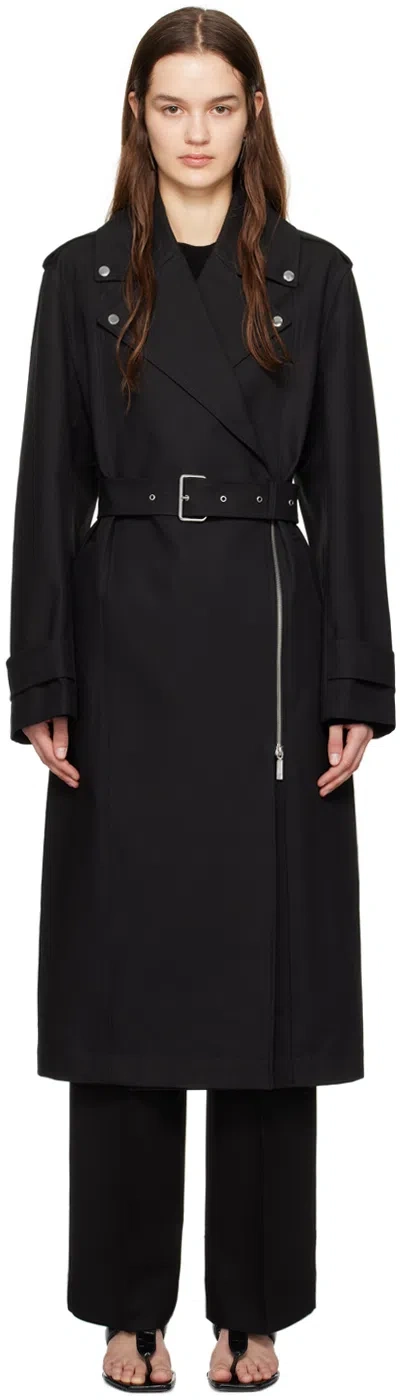 Totême Black Notched Lapel Trench Coat In 001 Black