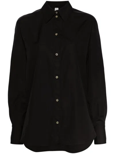 Totême Poplin Organic Cotton Shirt In Black