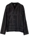 Totême Toteme Monogram Silk Twill Pajama Shirt In Black