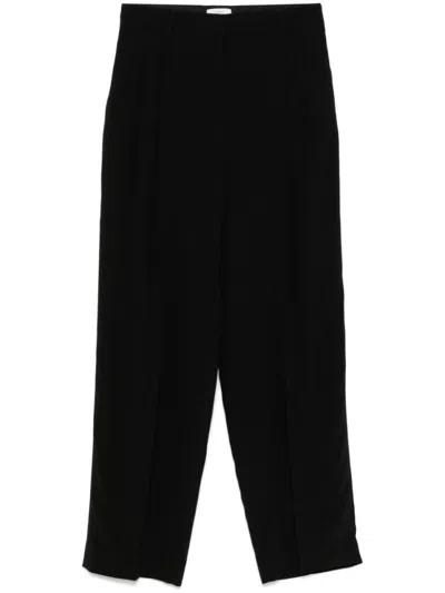 TOTÊME BLACK PLEATED STRAIGHT-LEG TROUSERS