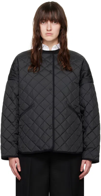 Totême Round-collar Long-sleeve Casual Jacket In Black