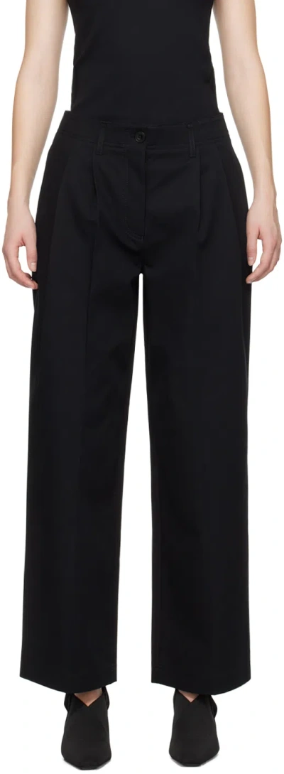 Totême Black Relaxed Trousers In 001 Black