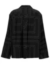 TOTÊME BLACK SHIRT WITH ALL-OVER MONOGRAM PRINT IN SILK WOMAN