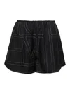 Totême Black Monogram Silk Pj Shorts In Black