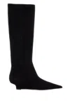 Totême Black Suede Knee-high Boots With Low Heel In Black