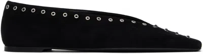 TOTÊME BLACK SUEDE LACE-UP BALLERINA FLATS
