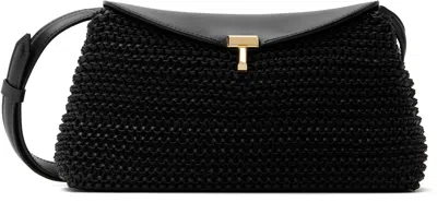 Totême Black T-lock Woven-leather Clutch In Black 001