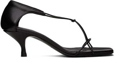 TOTÊME BLACK 'THE LEATHER KNOT' HEELED SANDALS