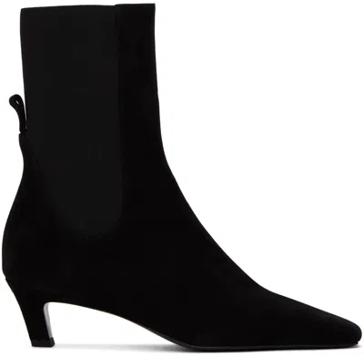 TOTÊME BLACK 'THE MID' HEEL SUEDE BOOTS