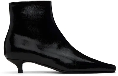 Totême Slim Patent Ankle Boots Black