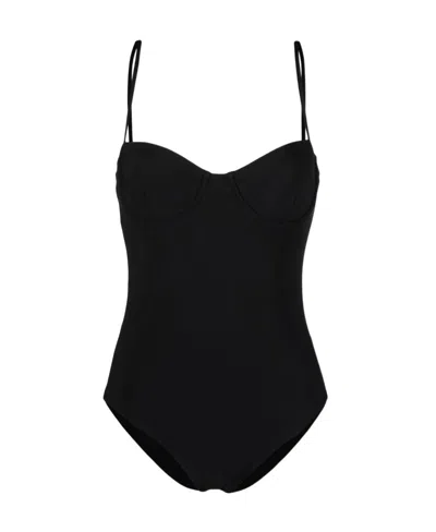 Totême Black Thin Shoulder Strap One-piece Swimsuit