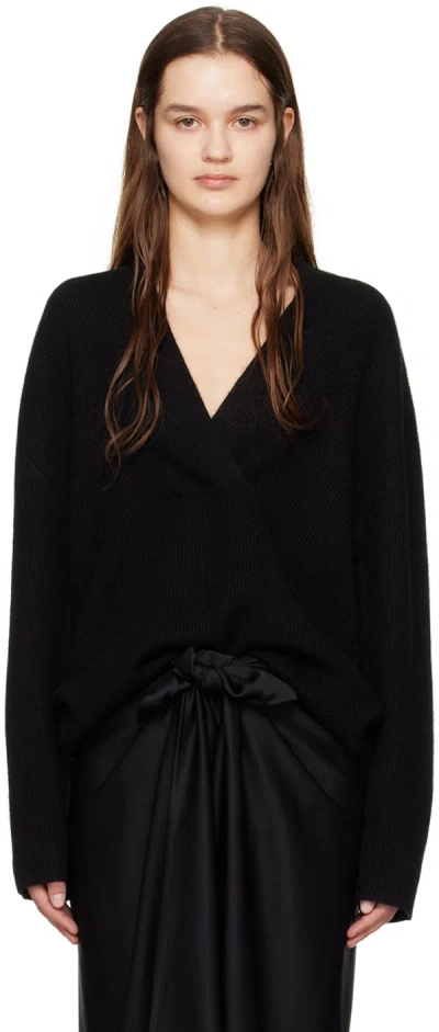 Totême Black V-neck Sweater In 001 Black