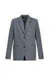 Totême Grey Single-breasted Jacket With Notched Revers In Wool Blend Woman In Grey Melange