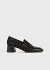 Totême Toteme The Block Heel Croc Embossed Loafer In Dark Brown