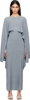 Totême Toteme Cape Overlay Long Sleeve Silk Knit Dress In Mistral 195