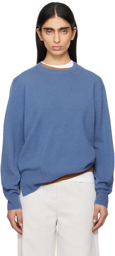 Totême Blue Crew-neck Cashmere Knit Sweater In Azure 275