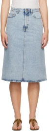 TOTÊME BLUE FIVE-POCKET DENIM MIDI SKIRT