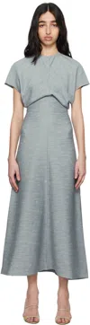 Totême Blue Slouch Waist Crinkled Midi Dress In Mistral