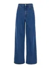 Totême Blue Wide Jeans With Logo Patch In Denim Woman In Blue