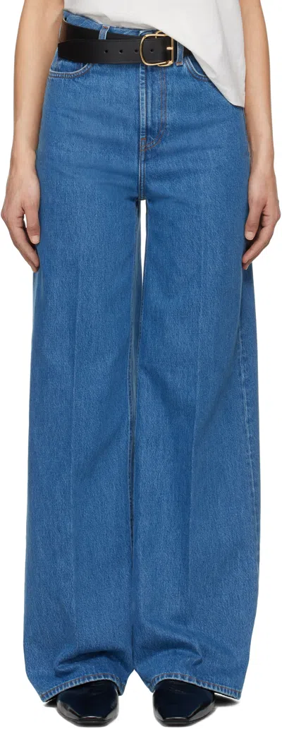 Totême Blue Wide Leg Jeans In Vibrant Blue 167