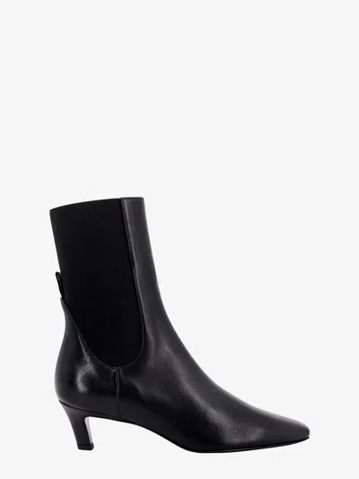 Totême Leather Ankle Boots In Black