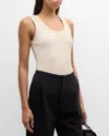 Totême Ribbed-knit Cotton-blend Jersey Tank Top In Light Beige