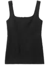 Totême Womens Square-neck Textured Wool-blend Top Black In Black