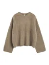 Totême Beige Oversized Sweater With Brushed Effect In Alpaca Blend Woman In Beige