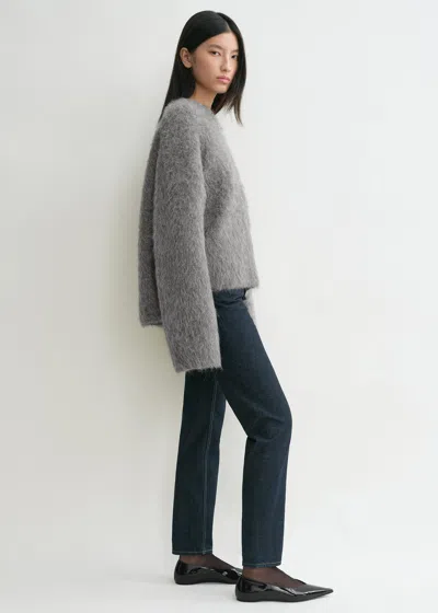 Totême Boxy Alpaca Knit Dark Grey Melange In Gray