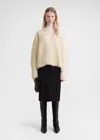 Totême Alpaca Knit Draped Scarf Sweater In Stone