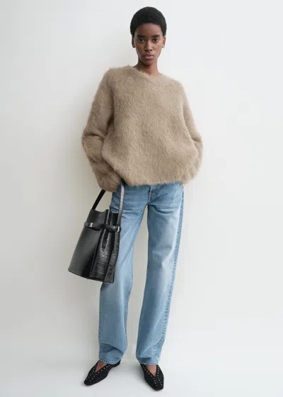 Totême Beige Oversized Sweater With Brushed Effect In Alpaca Blend Woman