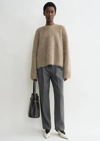 Totême Boxy Alpaca Knit Truffle Melange In Cream