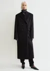 Totême Double-breasted Brushed Recycled-cashmere Coat In Midnight
