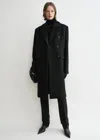 Totême Broad Midi Coat Black In Black