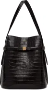 Totême Brown Belted Croco-embossed Bucket Bag In Dark Brown 034