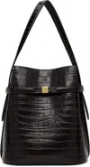 Totême Belted Croc Embossed Leather Bucket Bag In Brown