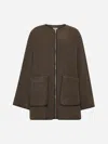 Totême Women's Oak Melange Wool Felt Jacket With Zip Loose Fit