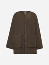 Totême Women's Oak Melange Wool Felt Jacket With Zip Loose Fit In Grey
