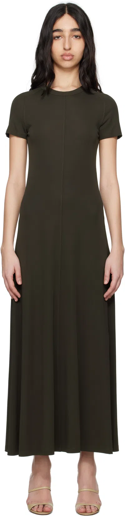 Totême Brown Fluid Jersey Maxi Dress In Green