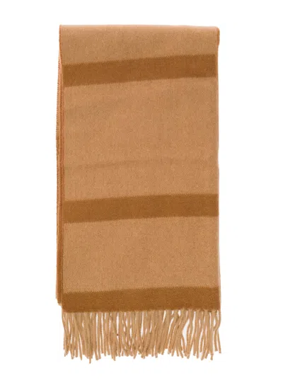 TOTÊME BROWN SCARF WITH JACQUARD MONOGRAM IN WOOL WOMAN