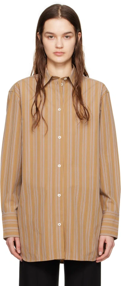 Totême Brown Stripe Shirt In Caramel Multi Stripe