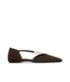 Totême Brown Suede T-strap Ballerina Flats In Black